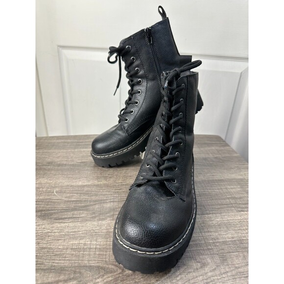 UnionBay Hayden Combat Boots Wms Size 8M Zip Side Lace Up Front Chunky Heel Y2K - Picture 5 of 7